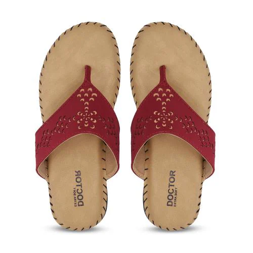 DOCTOR EXTRA SOFT Women's Maroon Ortho Sandals Orthopaedic Diabetic Daily Use Dr Sole Footwear Casual Office Wear Stylish Fashion Comfort Slip on Chappals Slippers for Ladies & Girl's ART 607