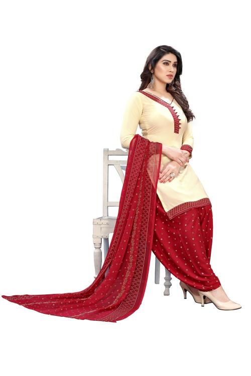 Buy Rensilafab womens Cream Salwar Suit Dress Material (Unstitched