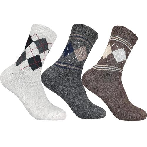 Cotson Men Woolen Thick Towel Formal Socks (Pack Of 3 Pairs)