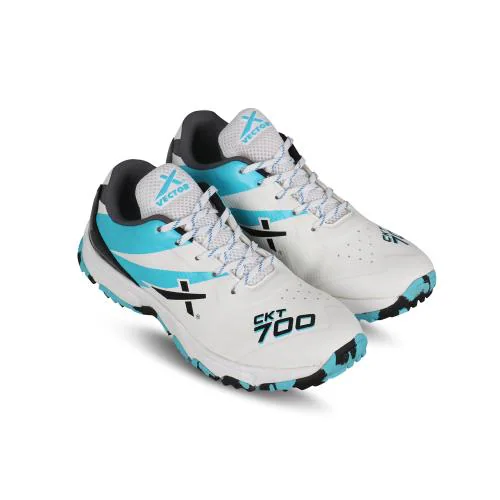 Vector X CKT-700 Cricket Shoes for Men (White-Black-Seagreen)