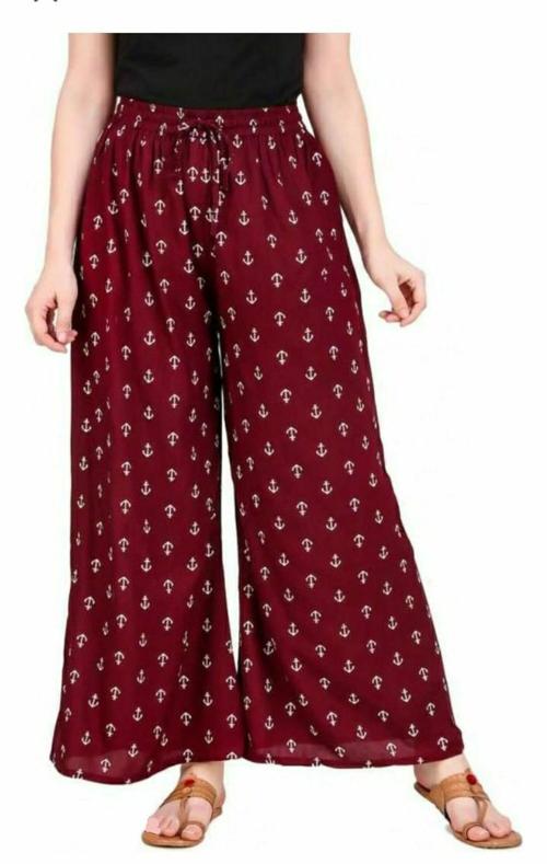 Neelam Creation Women's Rayon Bottom Pants Palazzo Pant Ankle Length Palazzo Waist Free .Size_26-44 (Maroon)