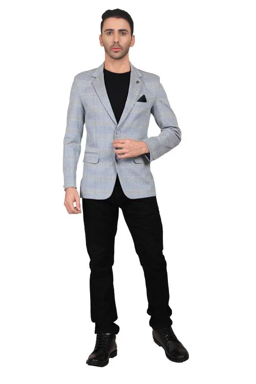 Young club classic Men's Slim Fit Single Breasted Gents Coat-Sky