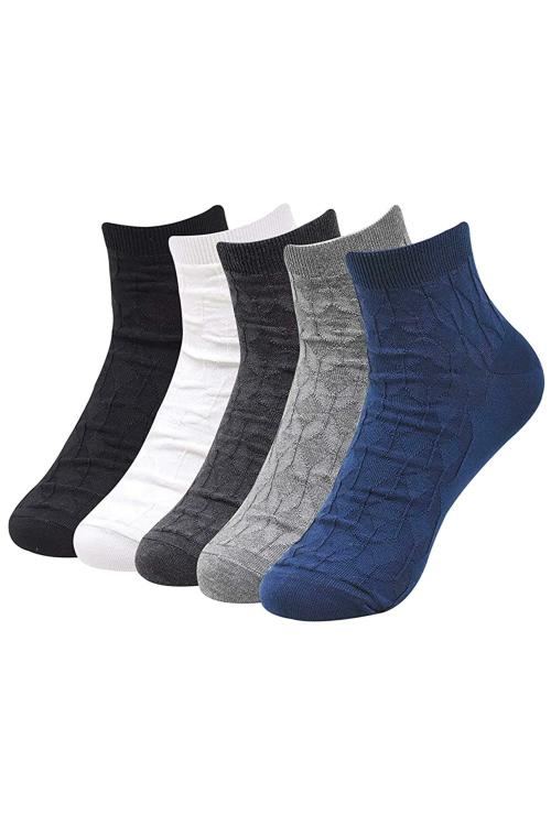 Balenzia Men Multicolor Cotton Pack of 5 Ankle-Length Socks (Free Size)