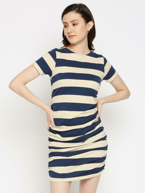 Cult Fiction Women Multicolor Striped Jacquard Dress (S)