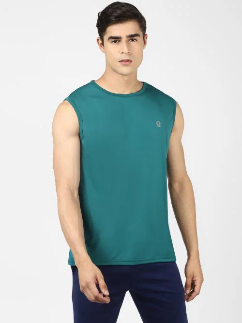 UrbanMark Men Regular Fit Quick Dry Sports Sleevless Vest-Teal Blue