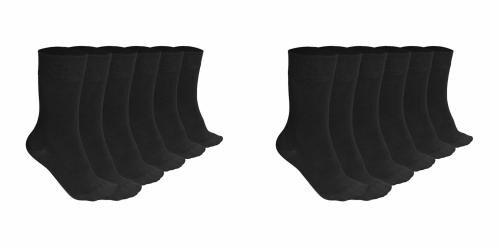 MUKHAKSH (Pack of 6 Pairs = 12 Socks) Girls Fine Cotton School Black Calf Socks
