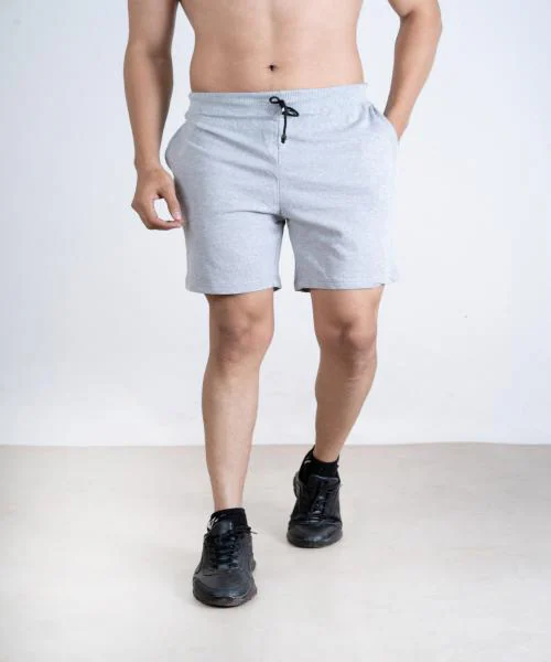 Tuedd Men's Shorts Regular Fit Premium Cotton Solid Grey Melange Shorts