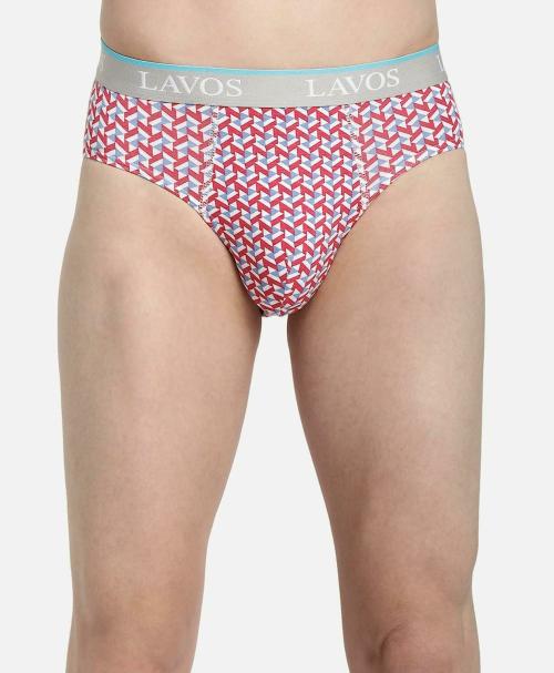 Lavos Men Red, Blue Bamboo Cotton and Lycra Brief