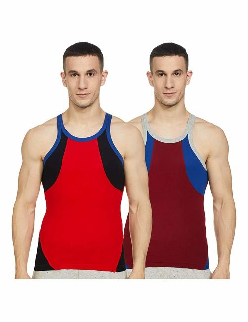 Rupa Frontline Men's Multicolor Solid 100% Cotton Pack of 2 Sleeveless Vest