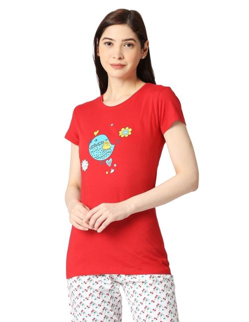 ZEBU Women's Half Sleeve Red Casual Pack of 1 Top