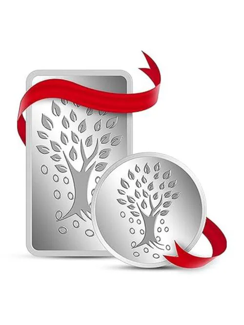 Kundan 999.9 Pure (10gm Kalpataru Tree Bar + 5gm Kalpataru Tree Silver Coin) Combo