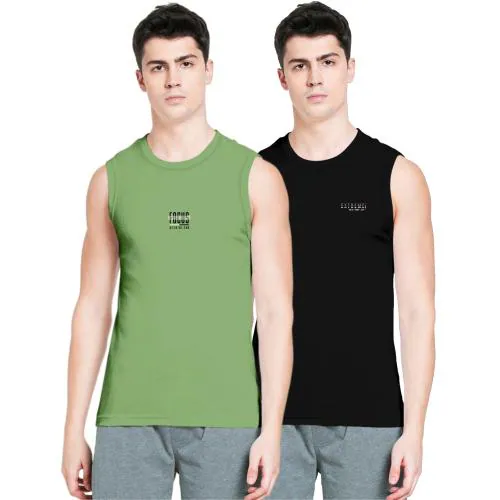 TAB91 Men's Sleeveless Sando LT.GREEN & BLACK Colour M Size