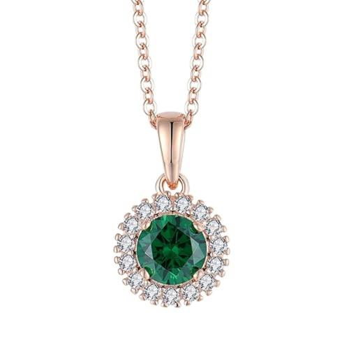 brd jewelry 925 Sterling Silver Rosegold Emerald Pendant with Chain, Necklace to Gifts Women & Girls, Hallmark & 1 Year Warranty