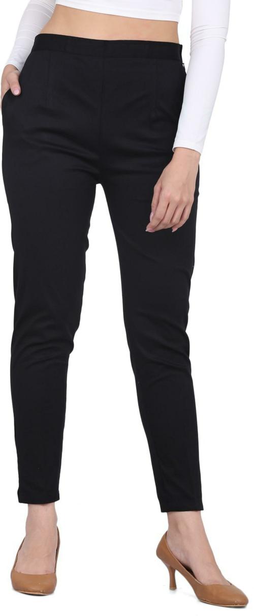 Ramp Bottoms Women Black Solid Cotton Lycra Blend (XL)