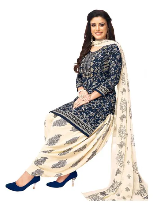 Jevi Prints Women's Unstitched Wrinkle Free Faux Crepe Patiyala Dress Material