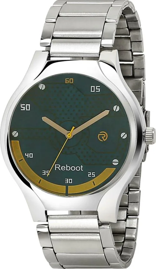 Reboot Analog Green Dial Silver Strap Watch For Men
