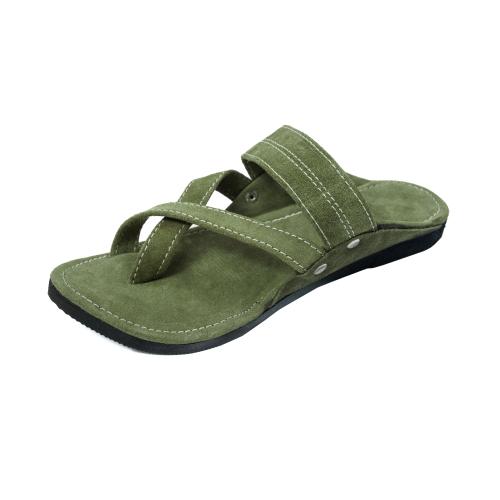 AWISHKAA Handmade Jaipuri Ethnic Faux Leather Slippers, Super Lightweight, Mens Slippers Forest Green