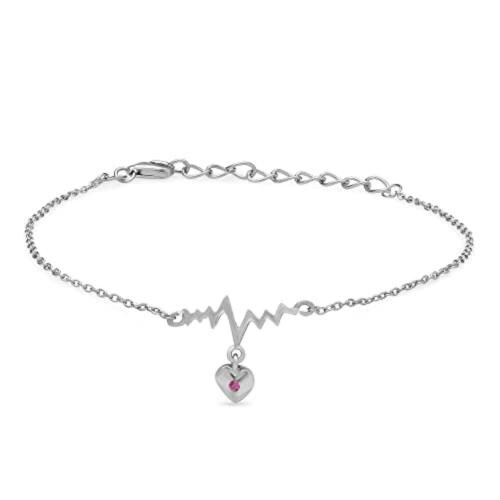GIVA Sterling Silver Heartbeat Drop Bracelet For Women