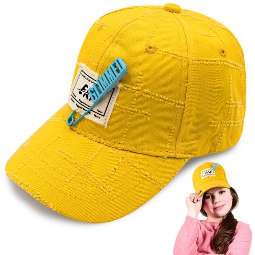 VRITRAZ Plain Classic Little Sports Cap for Active Kids, Baby Girls and Boys 3-12 Years (Yellow ERA)