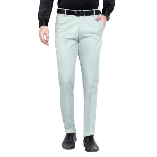 TIM ROBBINS MEN'S TROUSERS OLIVE COLOR SLIM FIT COTTON BLEND FORMAL TROUSERS|TROUSER|