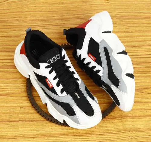 Aadi Men's White & Black & Grey Mesh Outdoor Casual Shoes