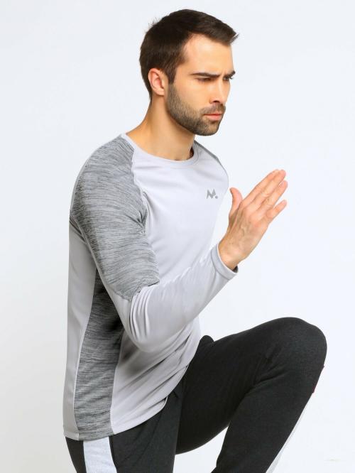 MANIAC Men Grey Color Color Block Polyester T-shirt