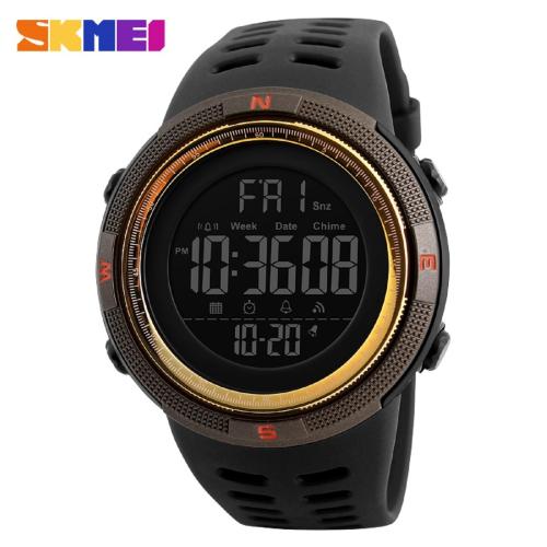 Talgo Black & Gold Dial Black Plastic Strap Digital Sport Waterproof LED Watch For Men & Boys-1251GD