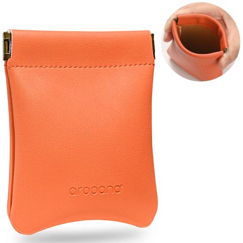Aropana Leather Earphone Carrying Case, Mini-Storage Travel Pouch for Wired Earphones - MANDARINORANGE