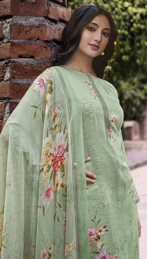 THE JAZZBAAT Women's Cotton Printed Unstitiched Dress Material with Dupatta Unstitched Salwar Suit Dress Material High Quality Unstitched Dress Material For Women (Green)
