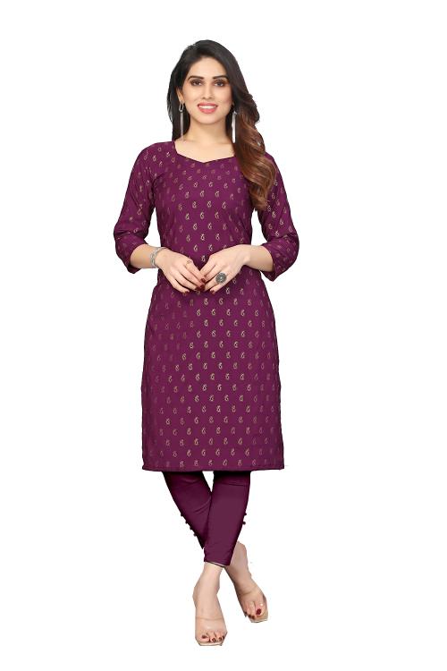 Reeta Fashion New Design Magenta Pink Soft Butter Crepe Foil Print Kurti
