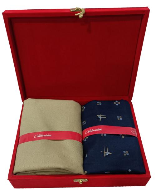 Arvind Polycotton Peach Printed Shirt & Trouser Fabric