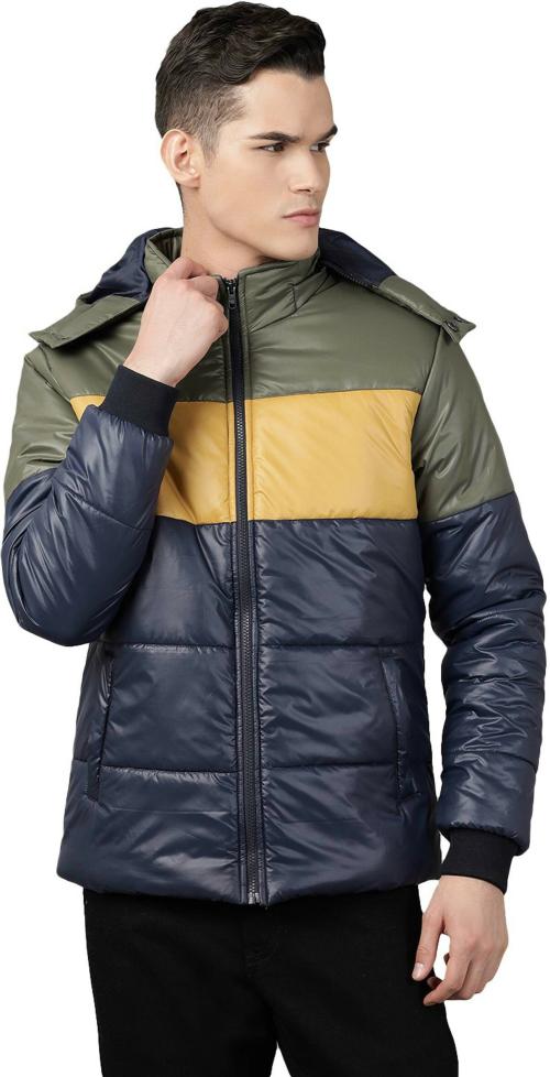 Richlook Men Blue Colorblock Polyester Jacket (M)