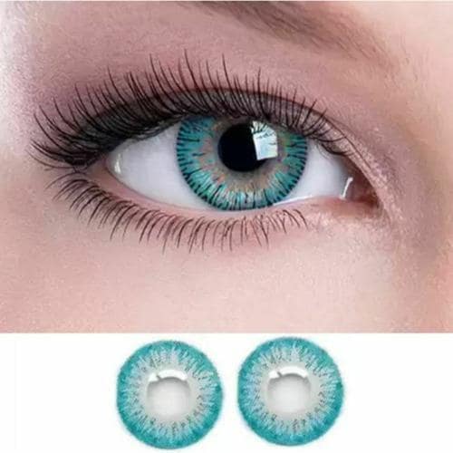 Roseleaf Sea Blue Monthly Colored 0 Power Contact Lenses for Eyes Men and Women with Lens Case Monthly (0, Colored Contact Lenses, Pack of 1)
