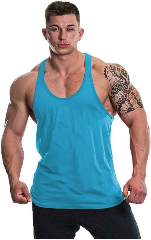 THE BLAZZE Blue Solid Cotton (pack of 2) Vest M