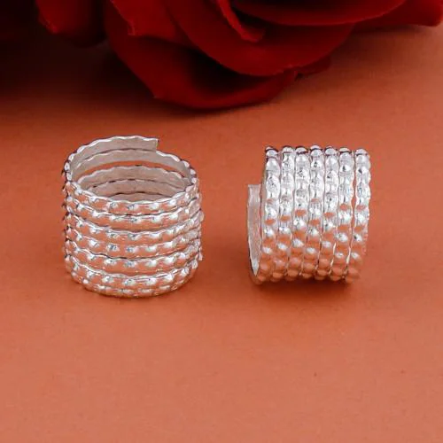 SILVER SHINE Traditional Look Metal Silver Plated Foot Finger Ring Adjustable Toe Ring For Women & Girls