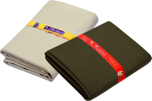 KUNDAN SULZ GWALIOR Men Beige & Dark Green Solid Polyester Blend Shirt & Trouser Fabric