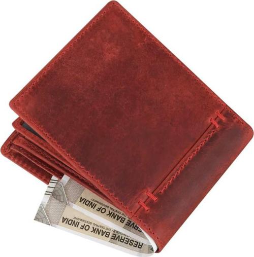 Ree Cope Red Genuine Leather 8 Card Slots Men RFID Wallet