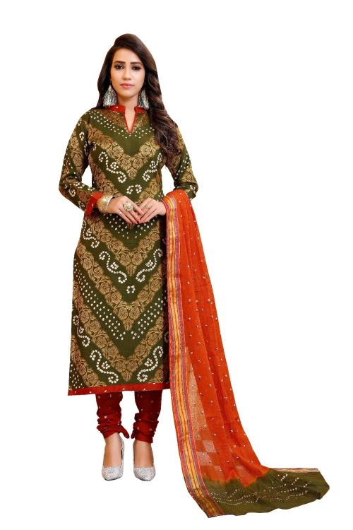 Divine International Trading Co Women's Cotton Blend Bandhani Tie And Dye Traditional Dress Material