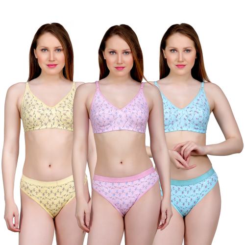 TCG Designer hand image Interlock print daily use Cotton Bra & Panty Set