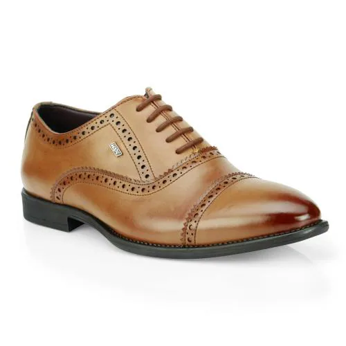 ID Men's Tan Lace-Up Oxford Formal Shoes