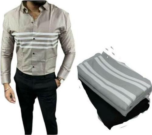 DHARMESH ENTERPRISE Men Black, Grey, White Printed Polycotton Unstitched Shirt Material (Free Size)