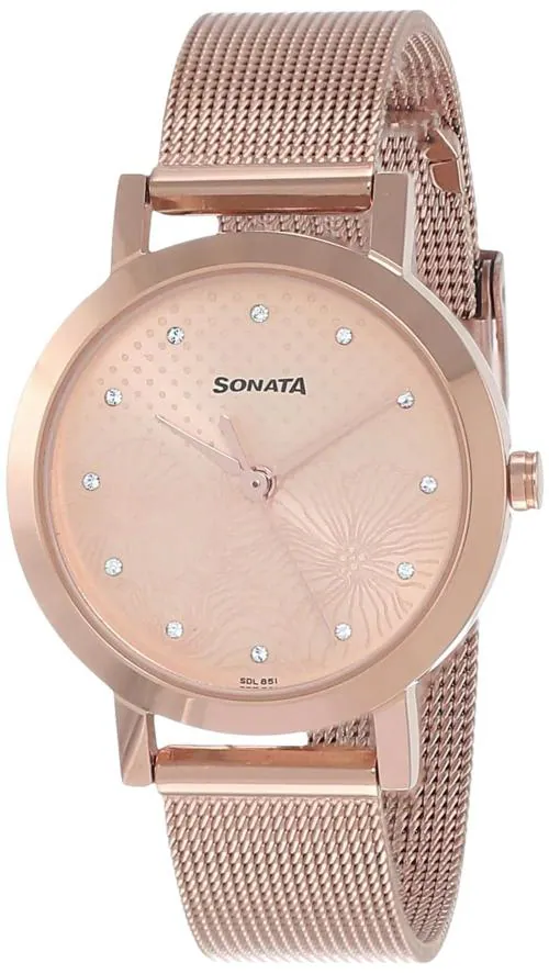 Buy Sonata Analog Dial Rose Gold Band Rose Gold Linnea Watch8174Wm02 For Womens Online at Best