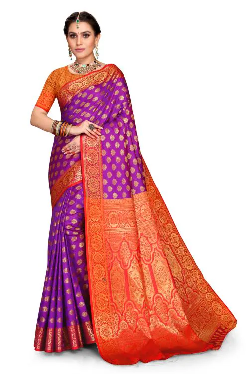 Buy Women's Banarasi Art Silk Saree With Unstitched Blouse Piece Online