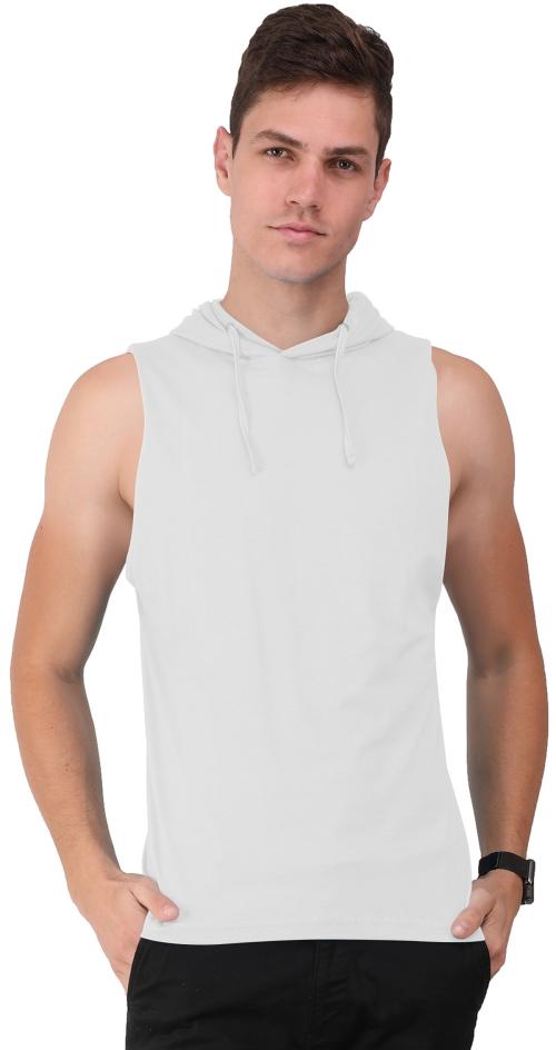 Buy THE BLAZZE Men's White Cotton Hooded Sleeveless Gym Tank Gym