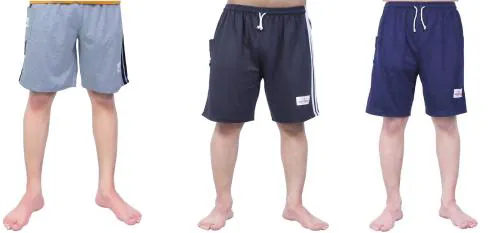 Sasta Sales Summer Cotton Active Shorts| Loose fitting night Shorts| Cotton bermuda for Men and Boys| pack of 3 pcs| Navy blue and Black and Grey