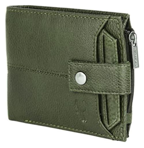 Wildhorn Men Green Rfid Blocking Top Grain Ultra Strong Stitching Zip Wallet With 9 Card Slots, 2 Id Slots