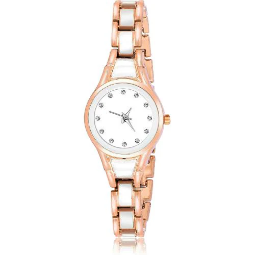 NEUTRON Classical Unique chain bracelet diamond Rose Gold Colour Analog Metal Belt Watch For Girls And Women - G596