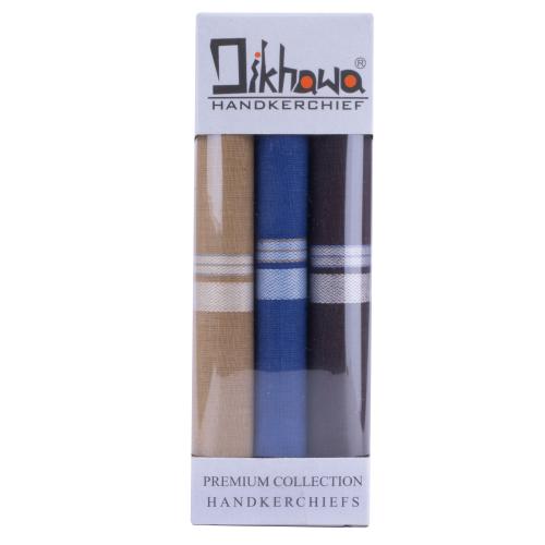 DIKHAWA Men's 100 Cotton Premium Handkerchiefs Box Packing (Dark