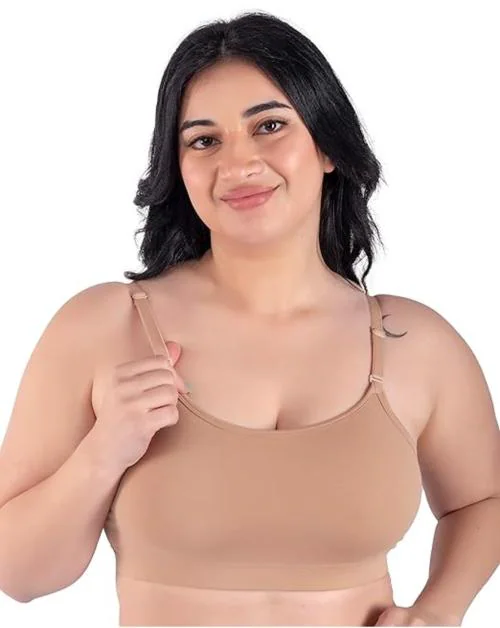 MISSVALENTINE Women's Non Padded fullcoverage Sports Bra-Juhi-(Nude)-40 | Pack of 1