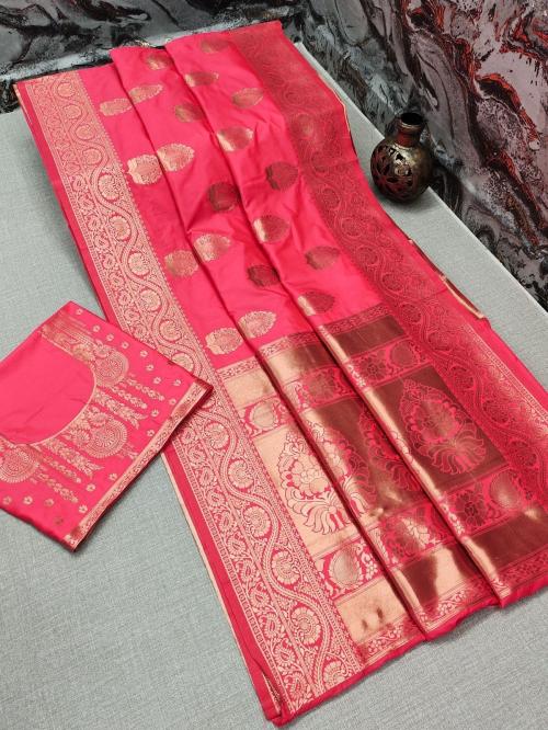 Soft Kanjivaram Silk weawing Gajri Color Saree for women
